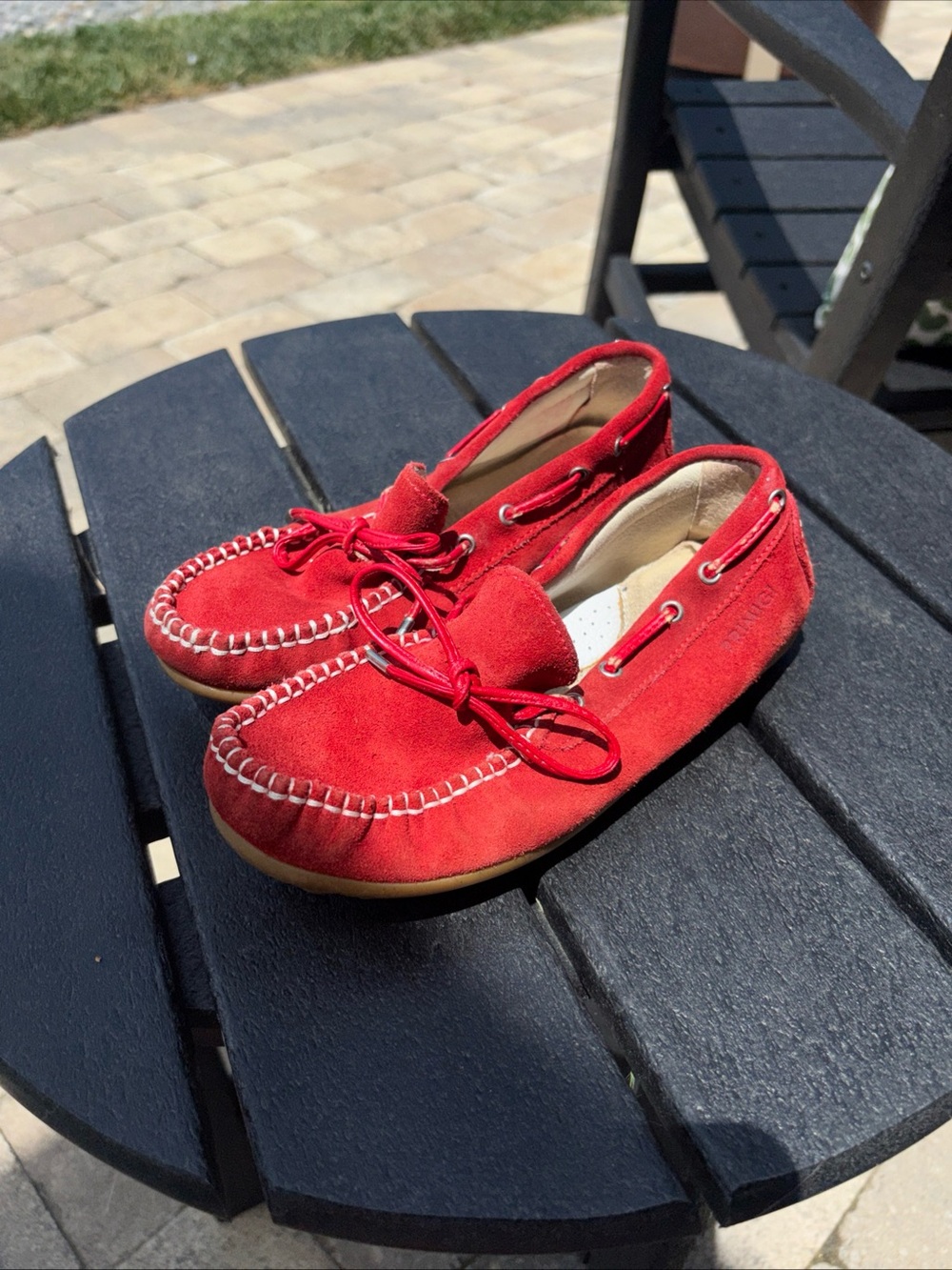 Primigi Red Suede Driving Moccasin Loafers - Comfortable Casual Size 33/2 2.5